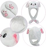CICILIAYA White Moving Ear Rabbit Hat Unisex Children Adult Plush Fun Cosplay view 3