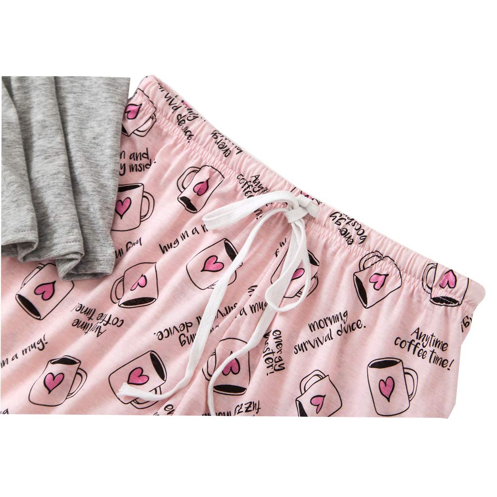 ENJOYNIGHT Women\'s Short Sexy Pajama Set Sweetness Racerback Tank and Shorts Sleepwear PJs Set (Love Coffee, X-Large)