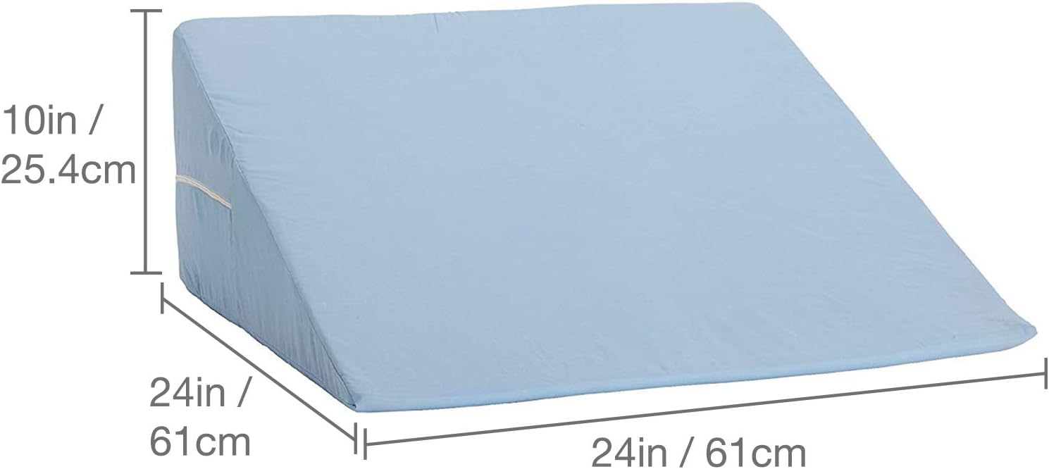 DMI Wedge Pillow to Support and Elevate Neck, Head and Back for Acid Reflux or Feet and Legs to Reduce Back Pain and Improve Circulation with Removable Cover, 10x24x24 Inch, Blue: Kitchen & Dining
