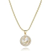 MiniJewelry 12 Constellations Signs Zodiac Pendant Necklace for Women Horoscope Astrological Birthday Gold Opal Cubic Zirconia