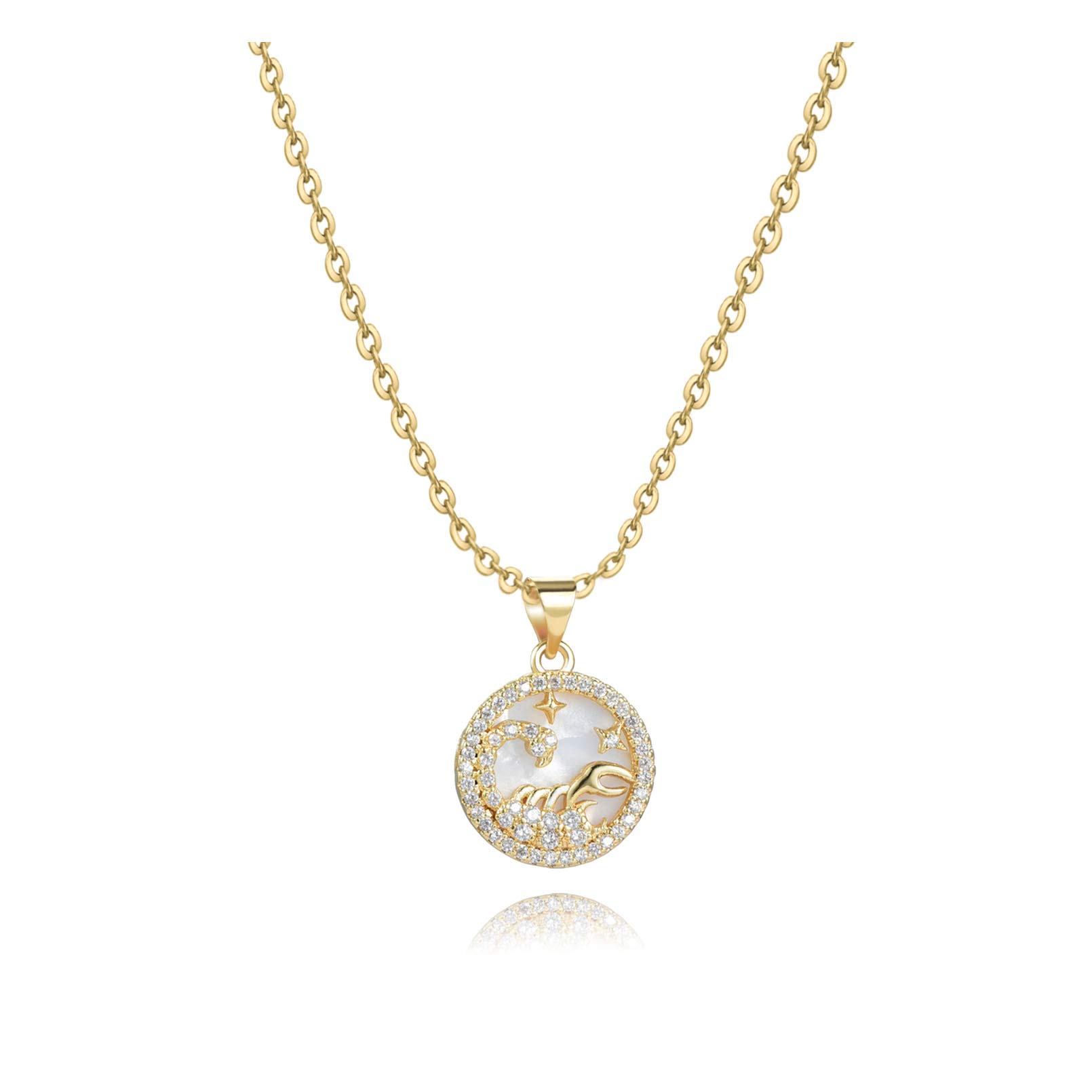 SBI Jewelry Scorpio Clear CZ Zodiac Gold Necklace for Women October November Birthday Friend Sister Daughter Family Anniversary