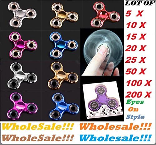 Wholesale LED Fidget Spinner and Stress Relief Hand Spinner Sale Lot 20 50 100 200 500 ~USA SELLER~ (50 X, METALLIC COLOR MIX)