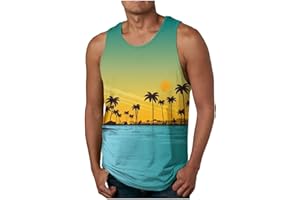 NaRHbrg Palm Tree Tanks Tops for Mens Cool Printed Graphic Sleeveless Tank Top Muscle Shirt for Workout Gym Jogging