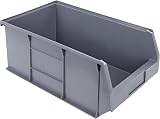 BiGDUG Plastic Parts Bins Pack of 5 Stackable Wall Mount 200x310x520mm Grey view 2