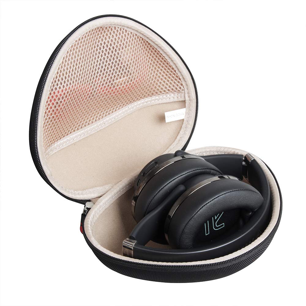 HERMIT SHELL 200907Hermitshell Hard Travel Case for DOQAUS Bluetooth Headphones Over Ear(Only case) (Black+Inner khaki)
