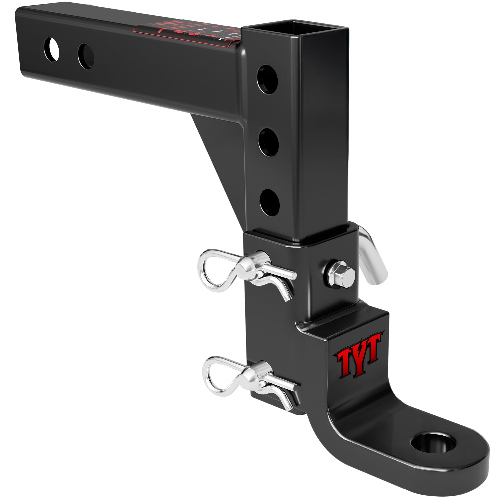 Photo 1 of TYT Adjustable Trailer Hitch Ball Mount, 6-Position Tow Hitch, Fits 2-Inch Receiver, with 1" Hitch Ball Hole, 9-1/2" Drop & 8-1/4" Rise Drop Hitch, 7500 lbs