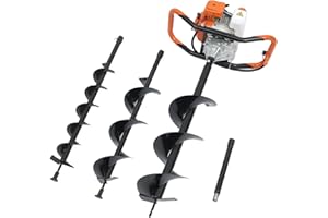 YUNLAIGOTOP 52CC Post Hole Digger 2-Stroke Gas Powered Earth Auger Heavy Duty Post Hole Auger with 4"/6"/8" Bits+Extention Ro