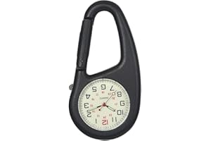 JewelryWe Men Women Clip-on Watches Quartz Luminous Face Backpack Watch for Outdoor Climbing Buckle Belt FOB Carabiner Watch