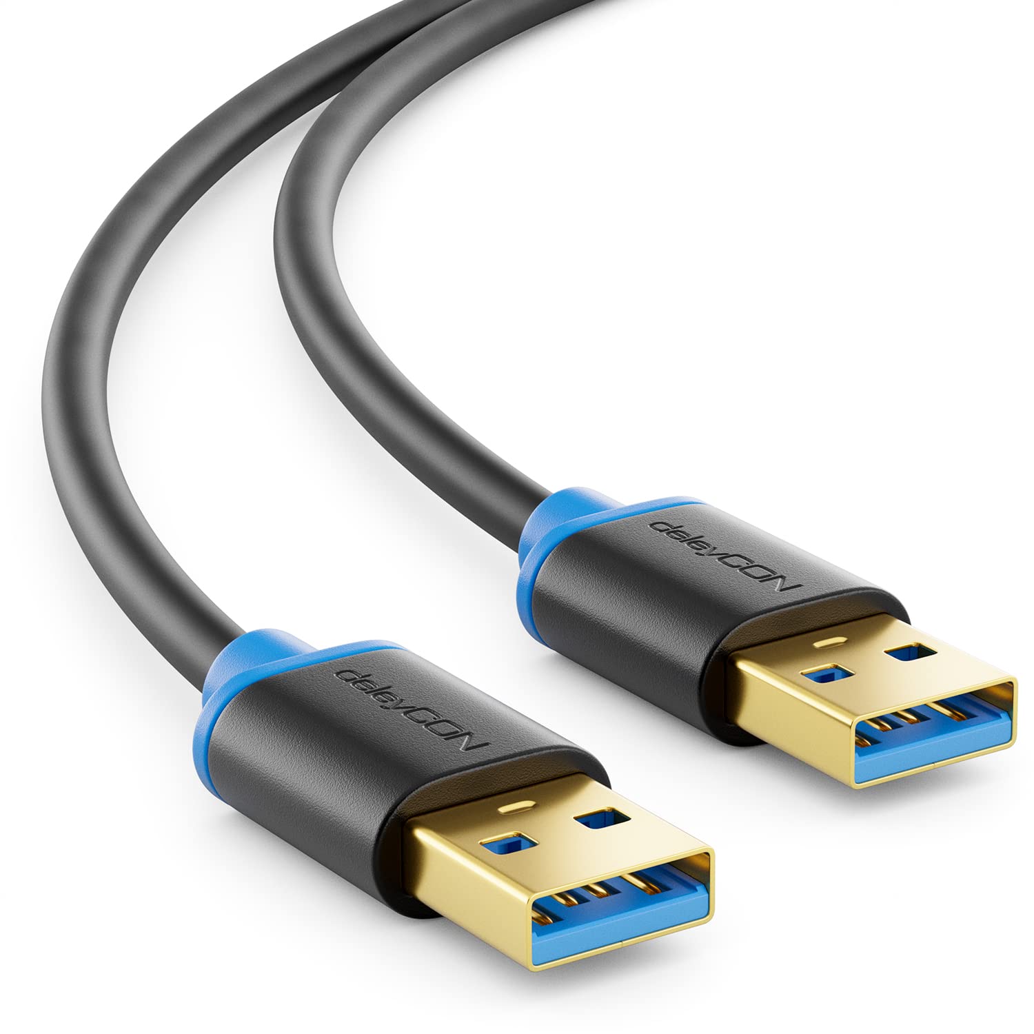 USB 3.0 Cable A/A, Black/Blue 2m
