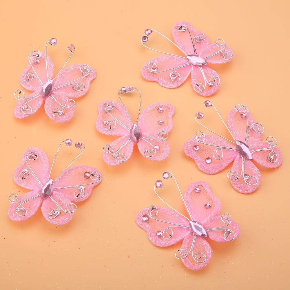 24pc Sheer Mesh Wire Glitter Butterfly, DIY Wedding Party Decoration for Bridal Attire Wedding Favors - Image 5