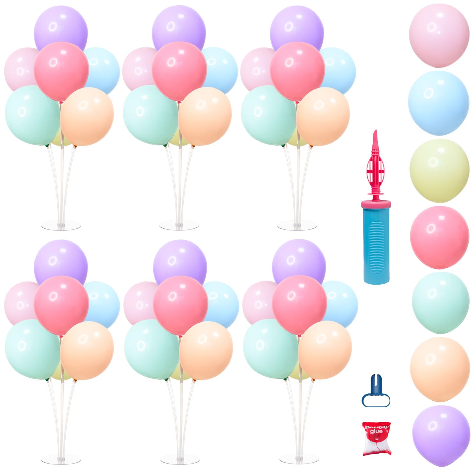 Photo 1 of 6 Sets Balloon Stand Kits with Balloon, Balloon Sticks Holder with Base, Balloon Stand Centerpiece Table Decorations for Wedding Birthday Anniversary Father's Day Graduation Decorations Class of 2025