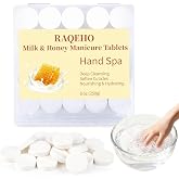 RAQEHO Manicure Spa Tablets 8oz - Milk &amp; Honey Soak Balls, Moisturizing Tablets, Cuticle Softener for Foot and Hand Soak Pedicure Spa Supplies Manicure Tools Nail Salon &amp; Tavel Esenntial（40count）