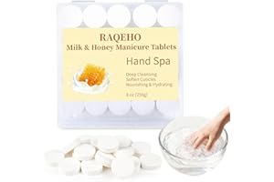 RAQEHO Manicure Spa Tablets 8oz - Milk & Honey Soak Balls, Moisturizing Tablets, Cuticle Softener for Foot and Hand Soak Pedi