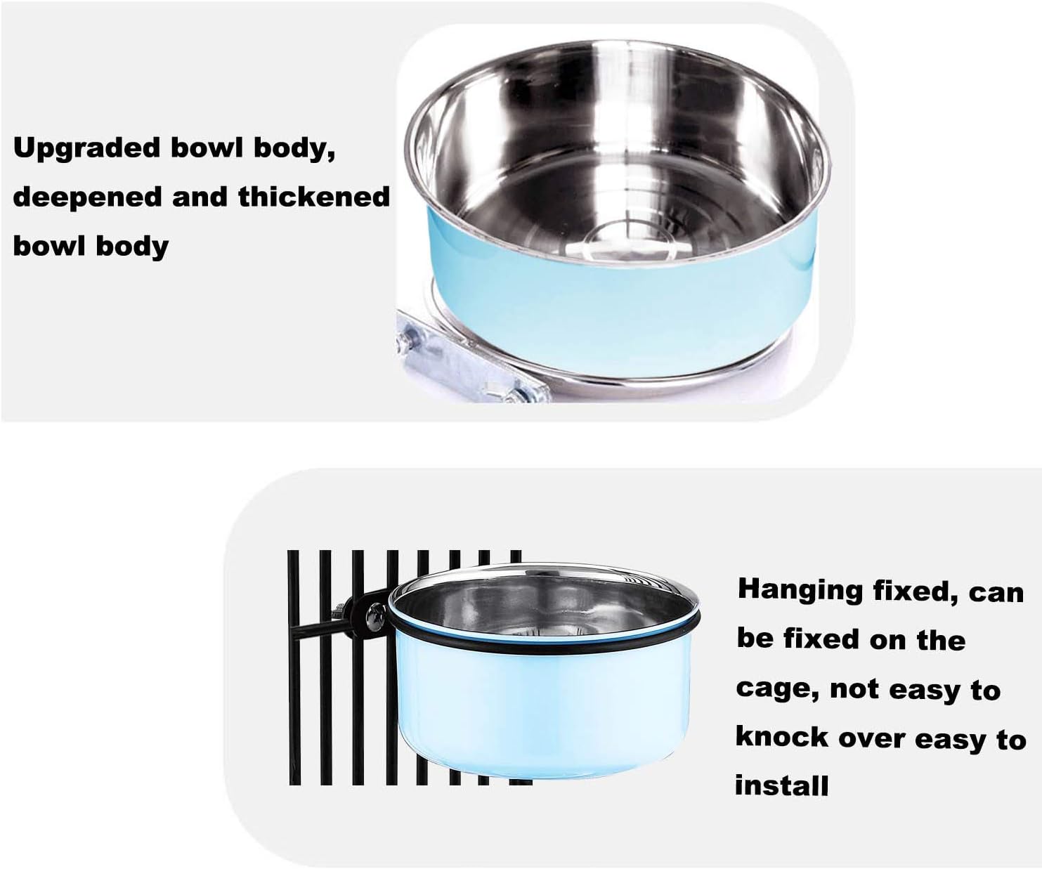 SUOXU Dog Crate Water Bowl, Stainless Steel Dog Feeder, Non-Spill, Small Dogs & Cats Feeding Bowl (850ml/1pcs) - Image 3