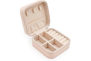 MODENGKONGJIAN Mini Jewelry Travel Case, PU Leather Organizer Box, Small Portable Jewellery Storage Holder for Womens Rings Earrings Necklaces Bracelets (Pink)
