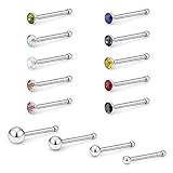 Lcolyoli 14 Pcs 18G Stainless Steel Nose Rings Bone