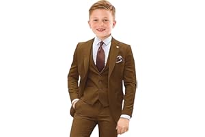 TESSCY Boys Suit 4 Piece Slim Fit Kids Tuxedo Suit Formal Wedding Outfit Blazer Vest Pants Set with Tie