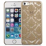 iPhone SE Case, GreatShield TACT Series Design Pattern Rubber Coating Ultra Slim Fit Hard Case Cover for Apple iPhone SE / 5S / 5 (Damask - Gold)