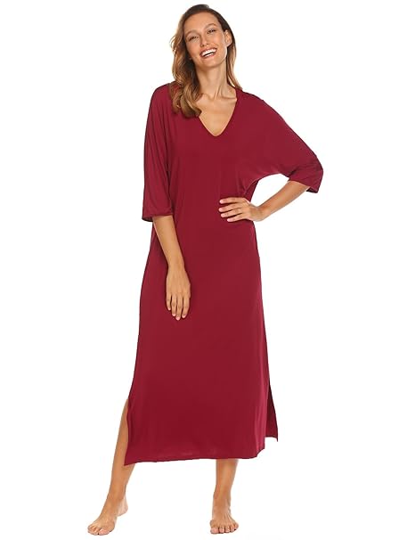 Langle Womens Full Length Nightgown Long Sleeve Loose Sleep