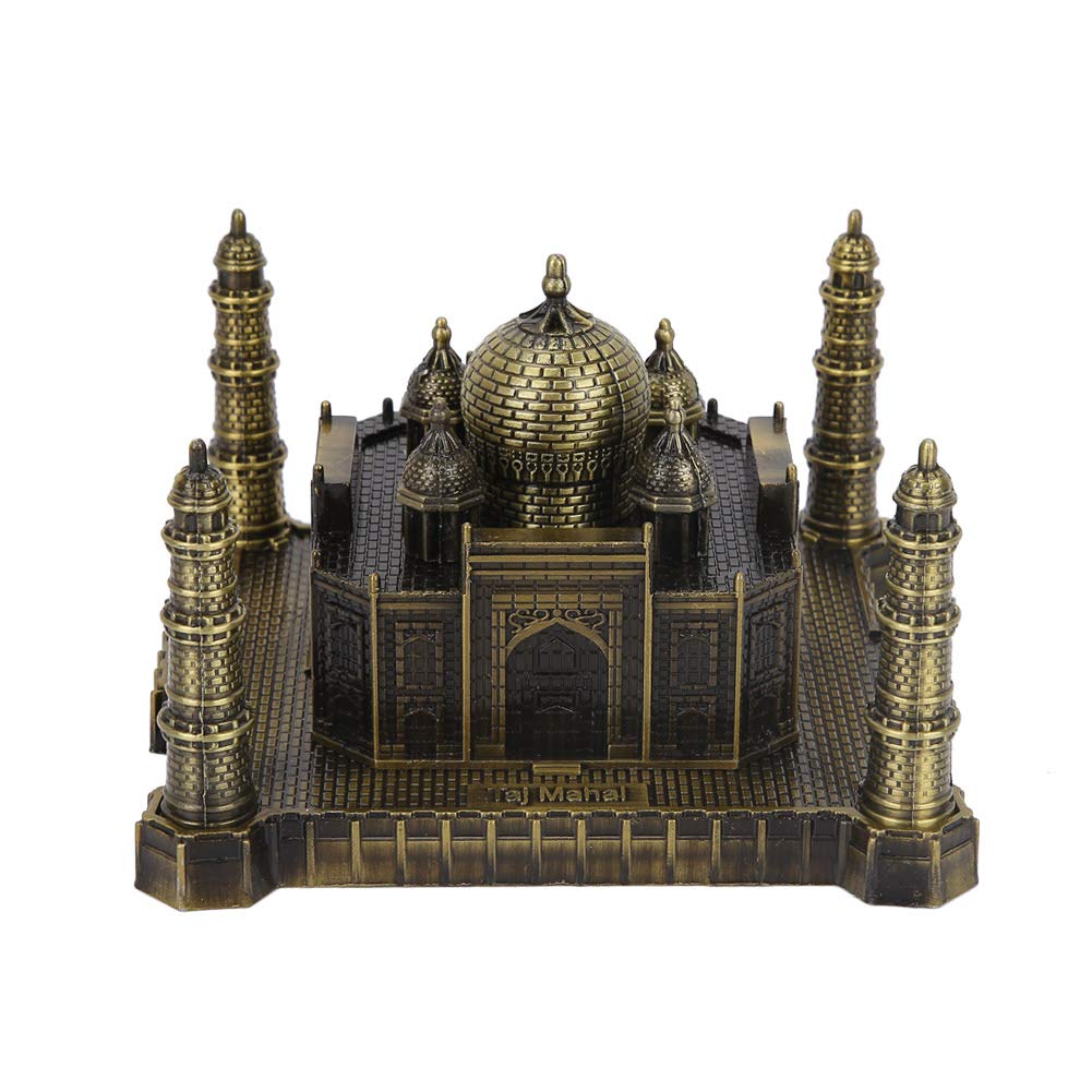 Metal Decor Statue Figurine, India Taj Mahal Decor Statue Figurine Retro Style Metal Building Statue with Exquisite Workmanship for Home Desk Decoration