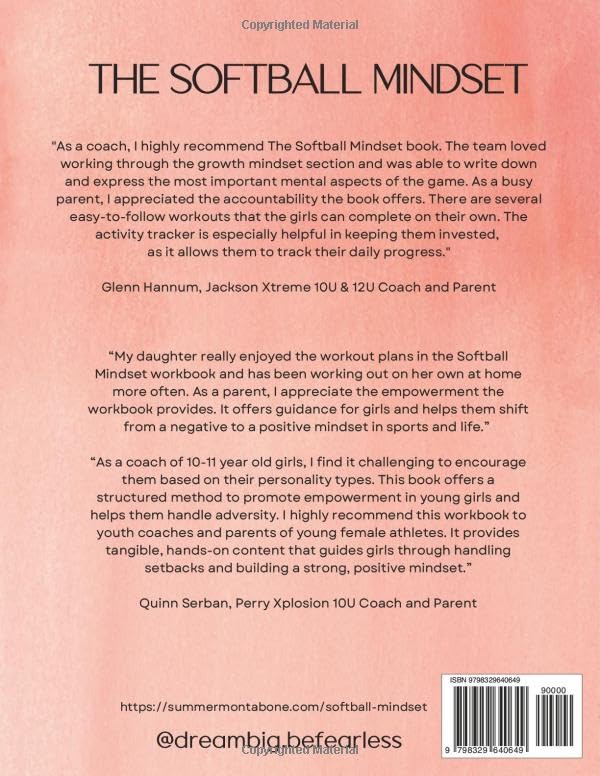 The Softball Mindset: A workbook for maximizing your mental toughness, confidence, and resilience for success: on and off the softball field (Dream ... Mindset Workbooks for Young Athletes)