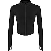 Tanming Women's Full Zip Seamless Workout Jacket Running Yoga Slim Fit Track Jacket