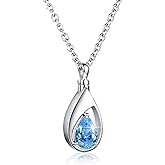 Sariel 925 Sterling Silver Cremation Jewelry Memorial CZ Teardrop Ashes Keepsake Urns Pendant Necklace for urn Necklaces Ashes Jewelry Gifts