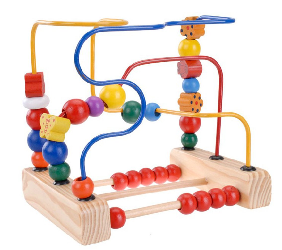 Careshine Perles Educatives jouet Jeu d\'éveil Boules Circuit de Motricité en Bois Casse-tête pour Enfant