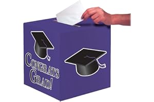 Creative Converting Congrats Grad Card Holder Box, Purple -