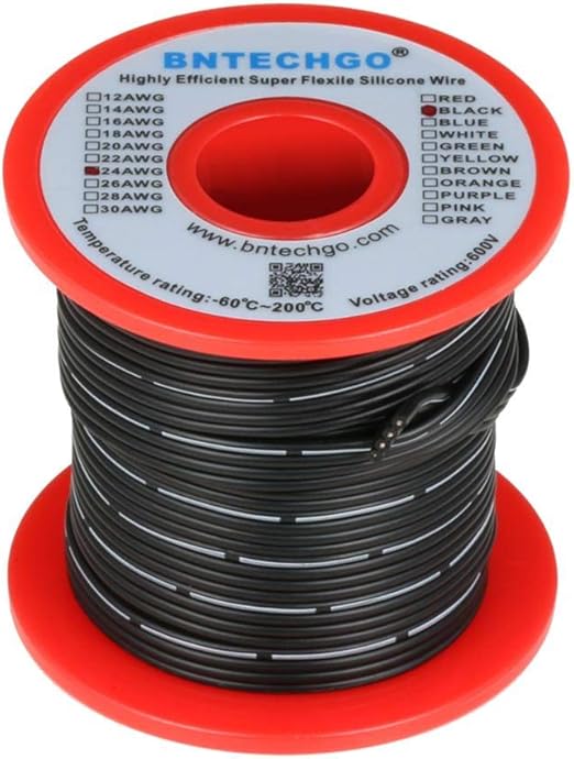 BNTECHGO 24 Gauge Silicone Ribbon Cable Copper Wire 4P Flat Cable 24