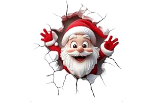 EVANUUI Visual 3D Christmas Wall Stickers, Christmas Decals, Xmas Santa Claus Toilet Sticker, Breaking Santa Claus Wall Decor Stickers, Christmas Wall Art for Party Supplies Home Decor (1 Pc)