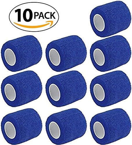 2 Inches X 5 Yards Self Adherent Cohesive Wrap Bandages Strong Elastic First Aid Tape for Wrist Ankle Sprain and Swelling (Blue 10pack)