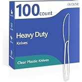 SACATR 100 Count Heavy Duty Plastic Knives Disposable | BPA-Free Clear Plastic Knives,Suitable for Party, Events and Everyday Use