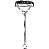 ADEMISHIA Handmade Black Heart Choker Collar For Women, Punk Gothic O-ring Slip Chain Necklace with Adjustable Vegan Leather Buckle