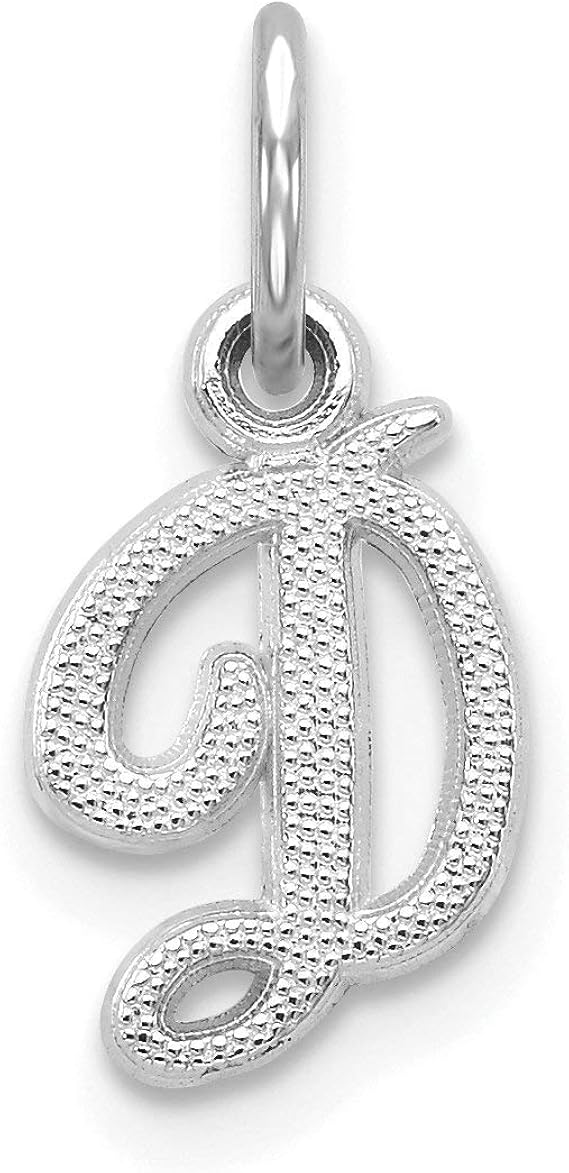 14K White Gold Small Size Casted Script Design Letter D