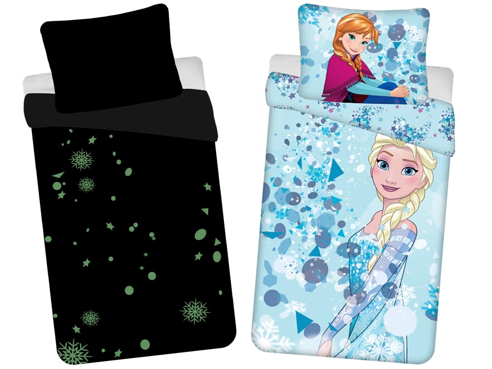 Jerry Fabrics Disney Frozen Light Blue with Shiny Effect Children's Bedding Set, Duvet Cover 140 x 200 cm and Pillowcase 70 x 90 cm