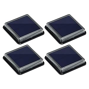 Solar Deck Lights, Ground Driveway Walkway Dock Light Solar Powered Outdoor Stair Step Pathway LED Lamp for Backyard Patio Garden, auto On/Off - Warm White - Square - 4 Pack