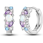 NARMO 925 Sterling Silver Hoop Earrings for Women Cubic Zirconia Huggie Hoop Earrings Butterfly Earrings Small Sliver Hoops