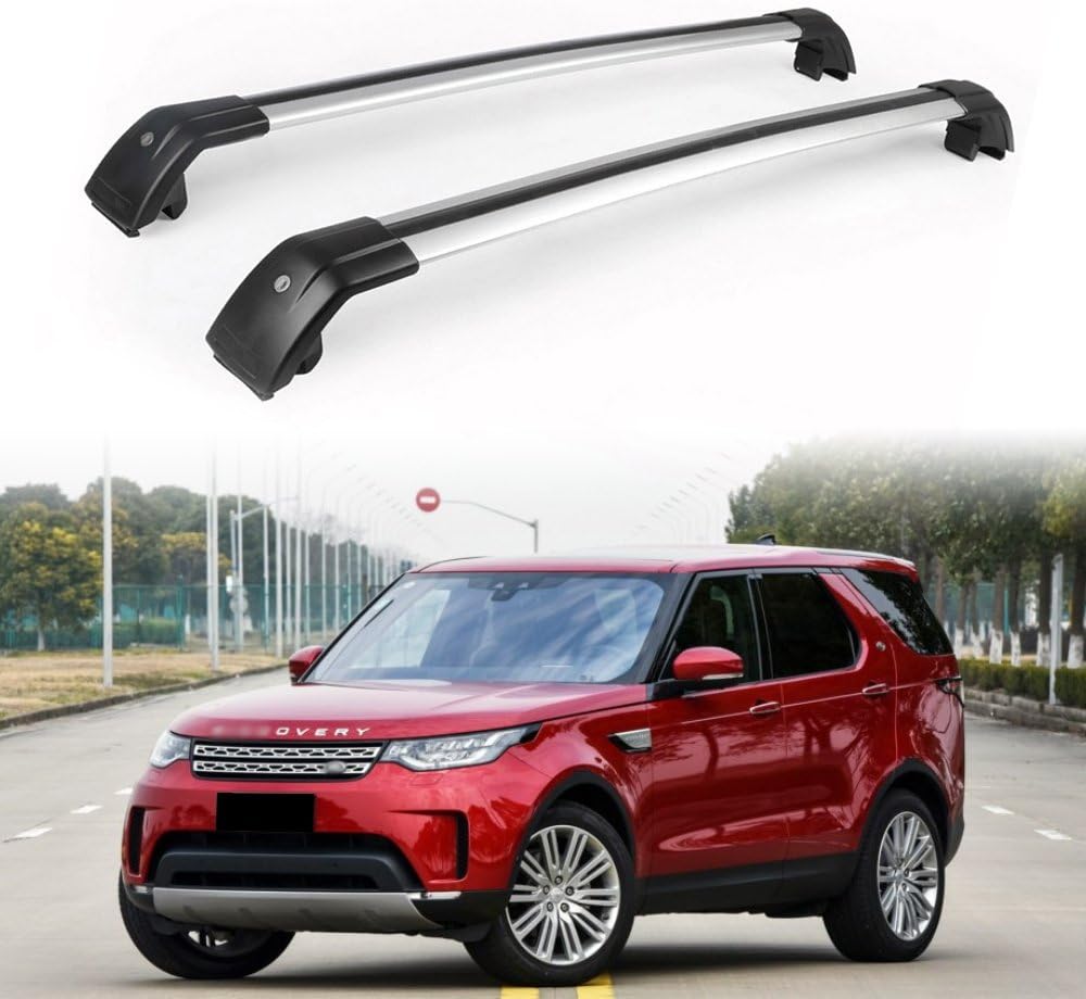 2 Pcs Fits for All New Discovery 5 L462 2017 2018 2019 Aluminium Top Cross Bar Crossbar Roof Rail Side Rack Baggage Luggage Carrier - Silver