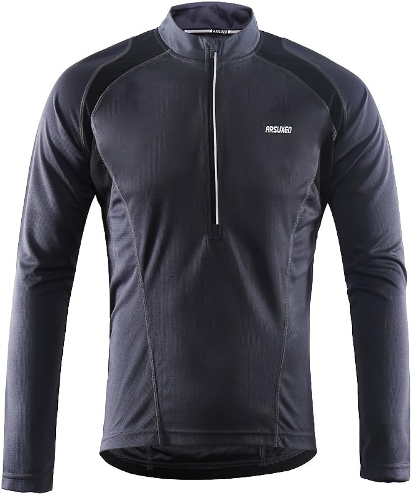 ARSUXEO Men's Half Zipper Cycling Jerseys Long Sleeves MTB Bike Shirts 6031: Clothing