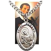 Westmon Works St Gerard Pewter Medal Necklace with Stainless Steel Chain Boxed Set with Patron Saint Holy Card