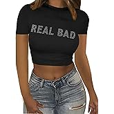 Zoyami Womens Graphic Crop Top Short Sleeve Y2k Baby Tees Fairy Grunge Summer T-Shirt