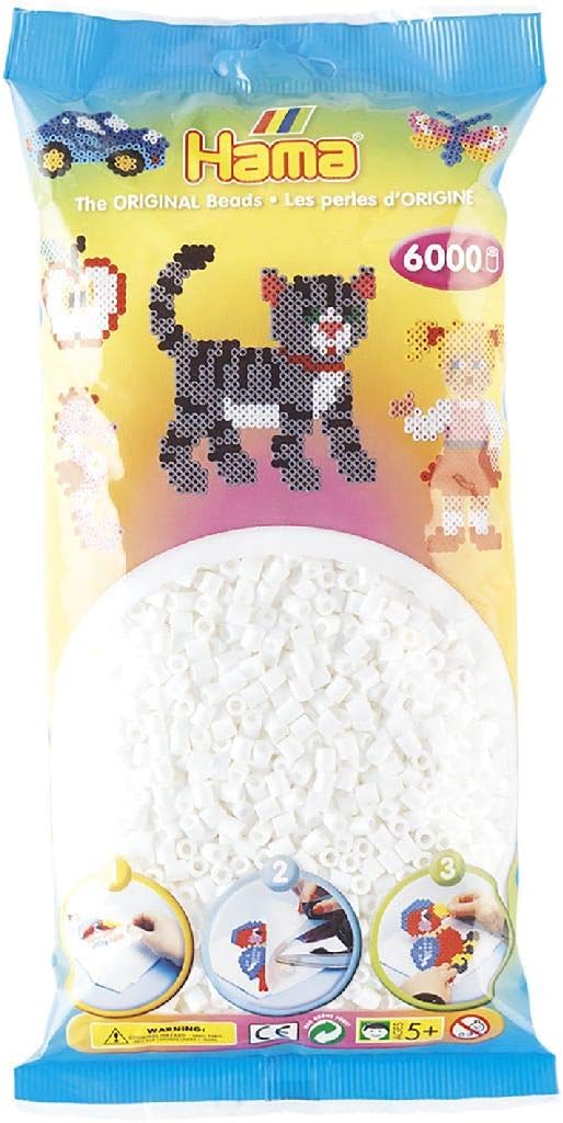 Hama White Midi Beads, 6000 Pieces