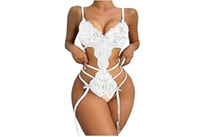 BORNIU Women One Piece Lingerie Deep V Teddy Sexy Lace Bodysuit Hollow Out Exotic Sluttly Nightwear for Sex Naughty Play L24