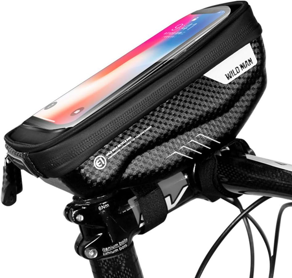 Zingso Bike Handlebar Phone Holder Bag, Waterproof Cycling Handlebar Bags Bike Phone Holder Pouch Mount Bag for iPhone XS MAX XR X 8 7 6 6S Plus Samsung S9 LG Sony Smartphone up to 6.5''