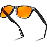 FEISEDY Orange Blue Light Blocking Glasses for Woman Men Amber Lenses Computer Gaming Glasses for Better Sleep