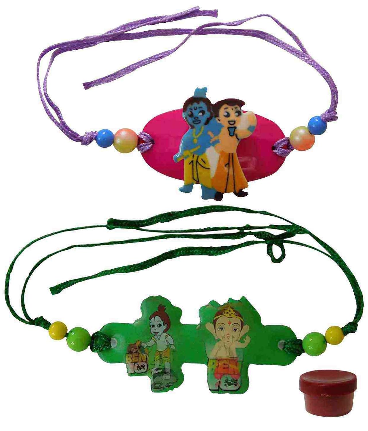 enchanting set of two cartoon rakhi for kids