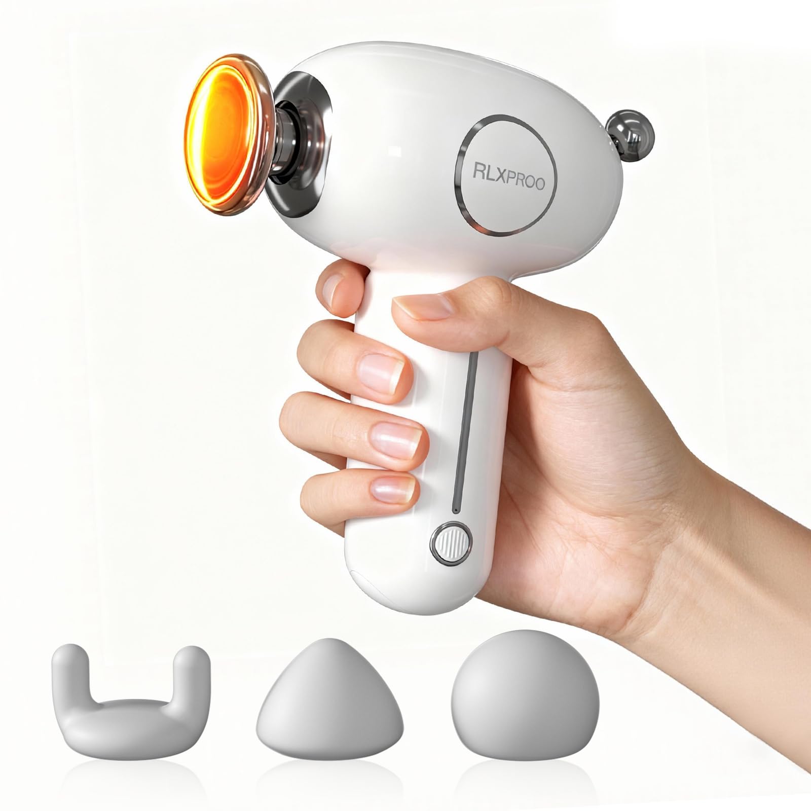 Photo 1 of RLXPROO Massage Gun Deep Tissue, Mini Massager Gun with Heat, Handheld Percussion, 3 Interchangeable Heads & 4 Speeds,Fascia Gun Relieve Sore Muscles and Stiffness,Gift for Men, Women