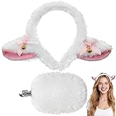 W-Plus Lamb Sheep Ears Headband and Tail - Sheep Costume Accessories Women Adult, Halloween Party, Cosplay & Dress-Up Knit