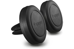Spigen Quad Air Vent Magnetic Car Mount [2 Pack] Matte Finish Phone Cradle Holder with 4 Metal Plates - Black